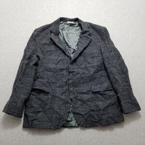 Vintage Brookleigh Blazer‎ Mens Large Gray Plaid Pockets Casual Wool